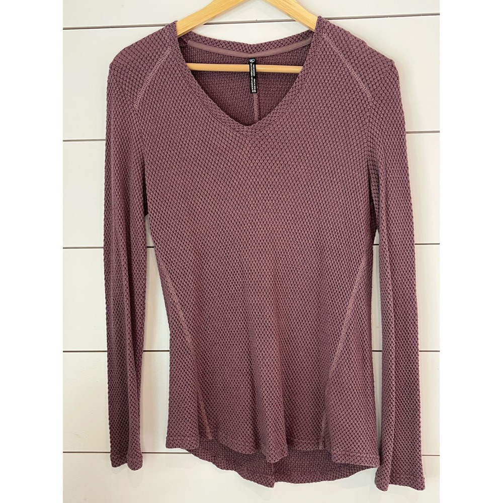Kuhl Womens Waffle Knit V-Neck Long Sleeve Top Plum Purple gorpcore